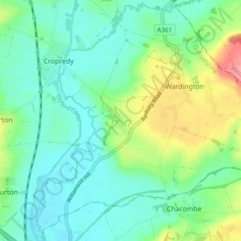 Mapa topográfico Williamscot, altitud, relieve