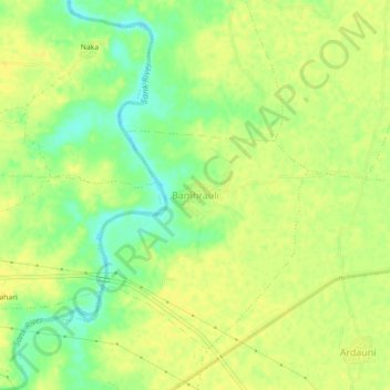 Mapa topográfico Bamhrauli, altitud, relieve