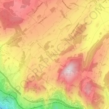 Mapa topográfico La Tuilière, altitud, relieve