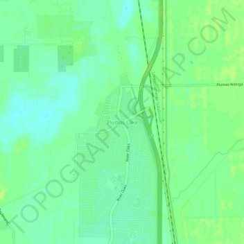 Mapa topográfico Plumas Lake, altitud, relieve
