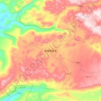 Mapa topográfico 高坡苗族乡, altitud, relieve