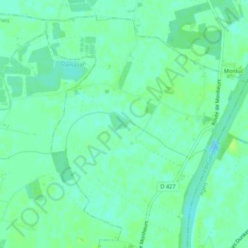 Mapa topográfico Pont de Lamothe, altitud, relieve