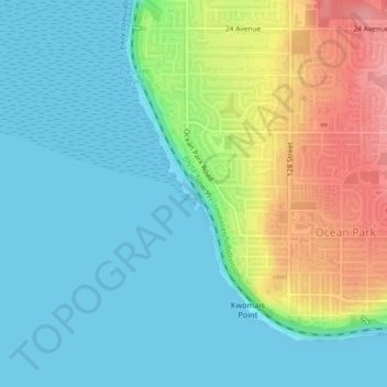 Mapa topográfico Cresent Rock Beach, altitud, relieve