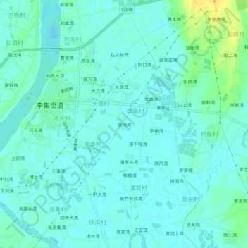 Mapa topográfico 张河湾, altitud, relieve