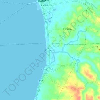 Mapa topográfico Punong, altitud, relieve
