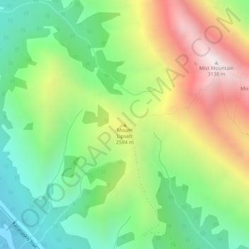 Mapa topográfico Mount Lipsett, altitud, relieve