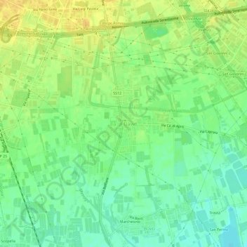 Mapa topográfico Ca' di David, altitud, relieve