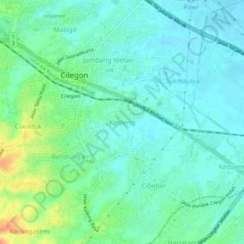 Mapa topográfico Ketileng, altitud, relieve