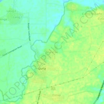 Mapa topográfico Macañao, altitud, relieve