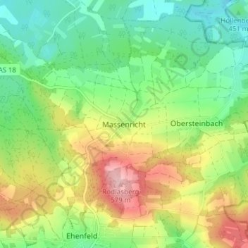 Mapa topográfico Massenricht, altitud, relieve