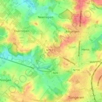 Mapa topográfico Zavelberg, altitud, relieve