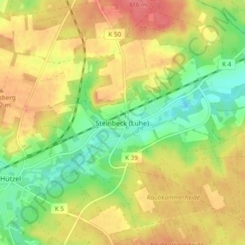 Mapa topográfico Steinbeck (Luhe), altitud, relieve