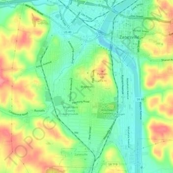Mapa topográfico Brighton, altitud, relieve