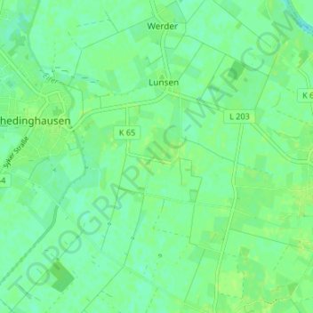 Mapa topográfico Holtorf, altitud, relieve