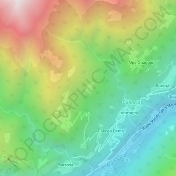 Mapa topográfico Alpe Cascinolo, altitud, relieve