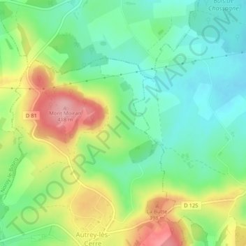 Mapa topográfico Dusseau, altitud, relieve