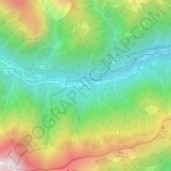 Mapa topográfico Prato, altitud, relieve