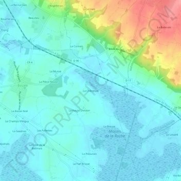 Mapa topográfico La Chênelais, altitud, relieve
