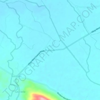 Mapa topográfico Bulusan, altitud, relieve