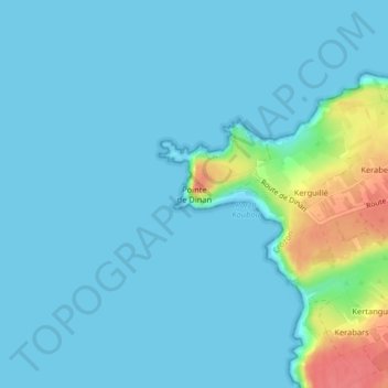 Mapa topográfico Pointe de Dinan, altitud, relieve