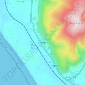 Mapa topográfico Whitbeck, altitud, relieve