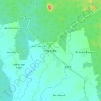 Mapa topográfico Mulchera, altitud, relieve