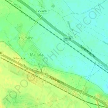 Mapa topográfico Vallesco, altitud, relieve