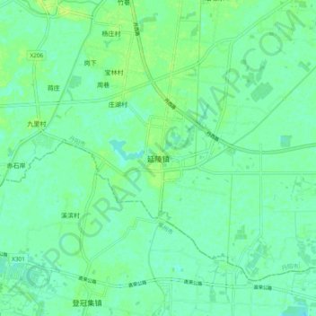 Mapa topográfico 延陵镇, altitud, relieve
