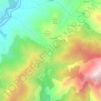 Mapa topográfico Pedi Morella, altitud, relieve