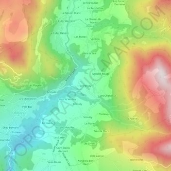 Mapa topográfico Le Pessey, altitud, relieve