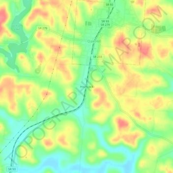 Mapa topográfico Hitchcock, altitud, relieve