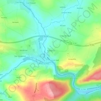 Mapa topográfico Le Poteau, altitud, relieve