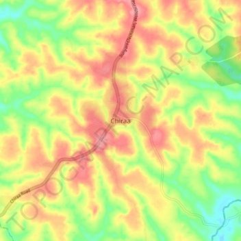 Mapa topográfico Chiraa, altitud, relieve