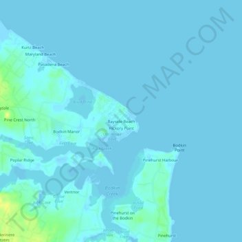 Mapa topográfico Bayside Beach, altitud, relieve