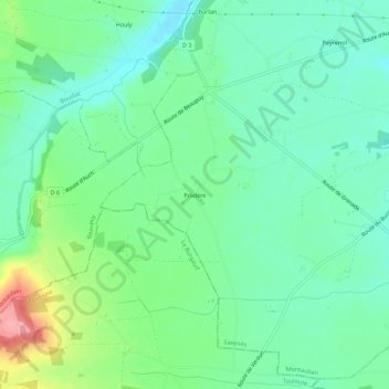 Mapa topográfico Pradère, altitud, relieve