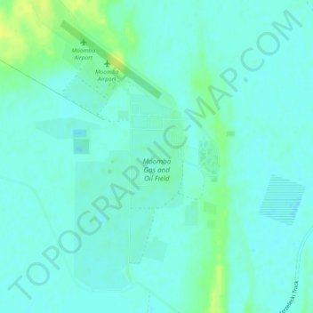 Mapa topográfico Moomba Gas and Oil Field, altitud, relieve