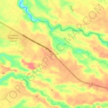 Mapa topográfico Amas, altitud, relieve