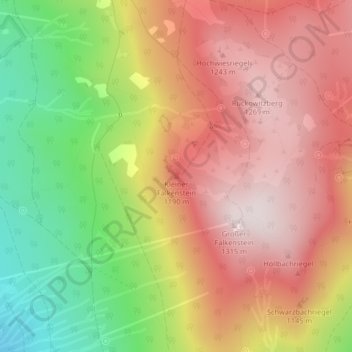 Mapa topográfico Kleiner Falkenstein, altitud, relieve