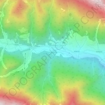 Mapa topográfico Pradumbli, altitud, relieve