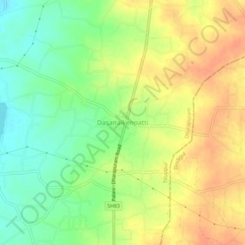 Mapa topográfico Dasanaikenpatti, altitud, relieve