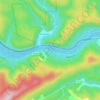 Mapa topográfico Riverview, altitud, relieve