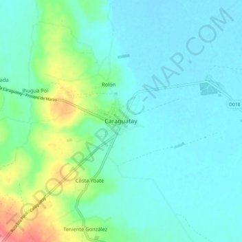 Mapa topográfico Caraguatay, altitud, relieve
