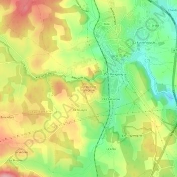 Mapa topográfico Lotissement la Vignole, altitud, relieve