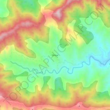 Mapa topográfico Ghisar, altitud, relieve