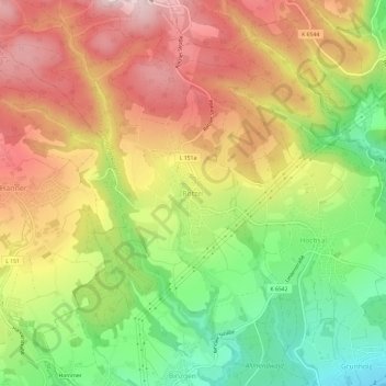 Mapa topográfico Rotzel, altitud, relieve