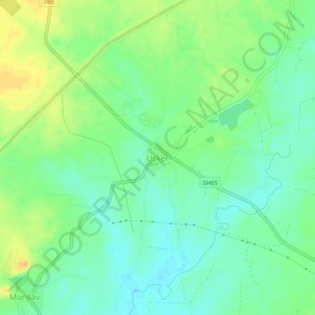 Mapa topográfico Usker, altitud, relieve