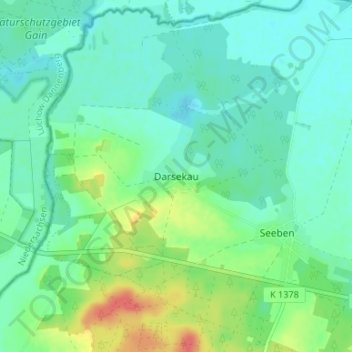 Mapa topográfico Darsekau, altitud, relieve
