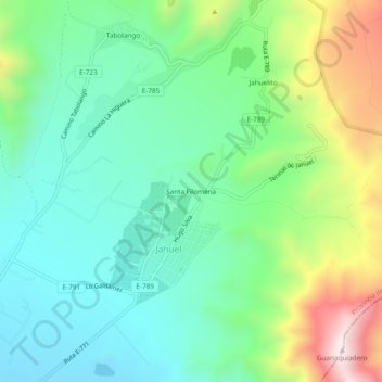 Mapa topográfico Santa Filomena, altitud, relieve