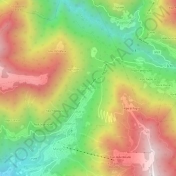 Mapa topográfico Somadino, altitud, relieve