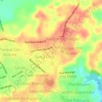 Mapa topográfico Mata do Café, altitud, relieve